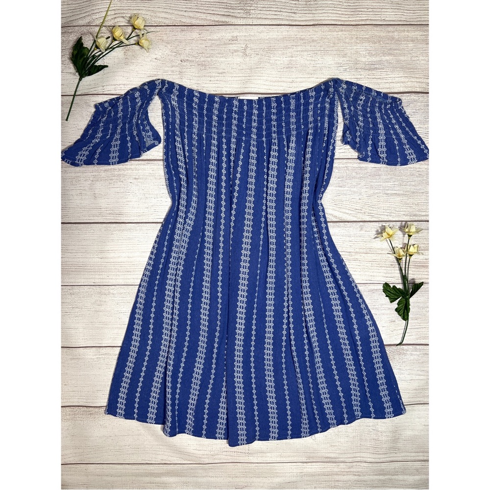 Exist Off The Shoulder Smocked Print Dress